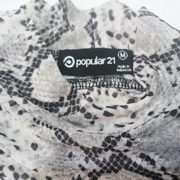 Long Sleeved Snakeskin Print Semi Sheer Top - Picture 7 of 7
